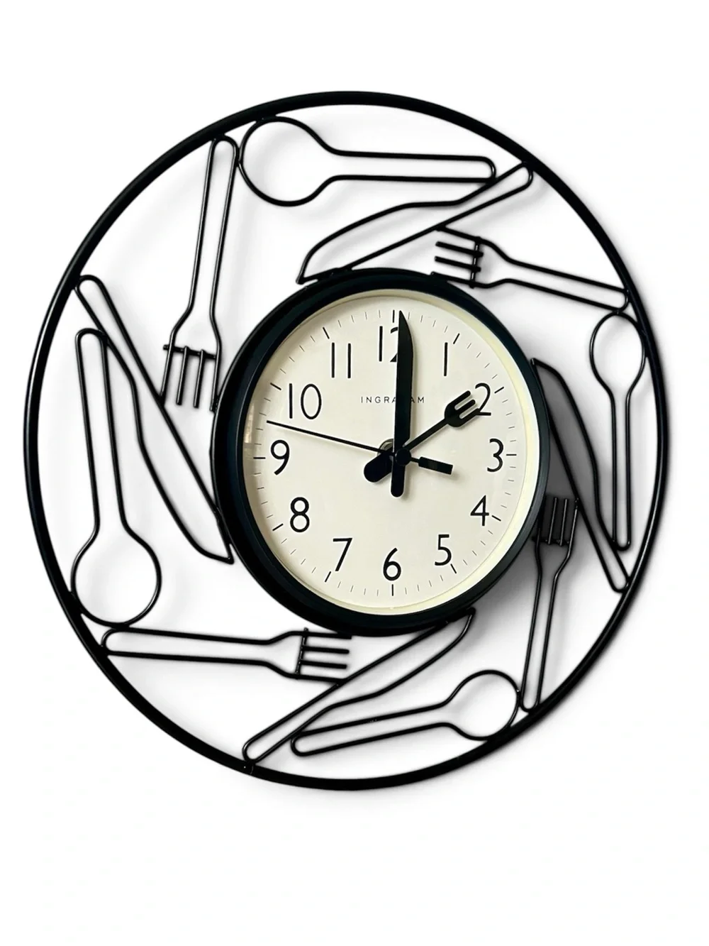 Ingraham Martha Cutlery Wall Clock Battery Operated Quartz Mech. Metal Design